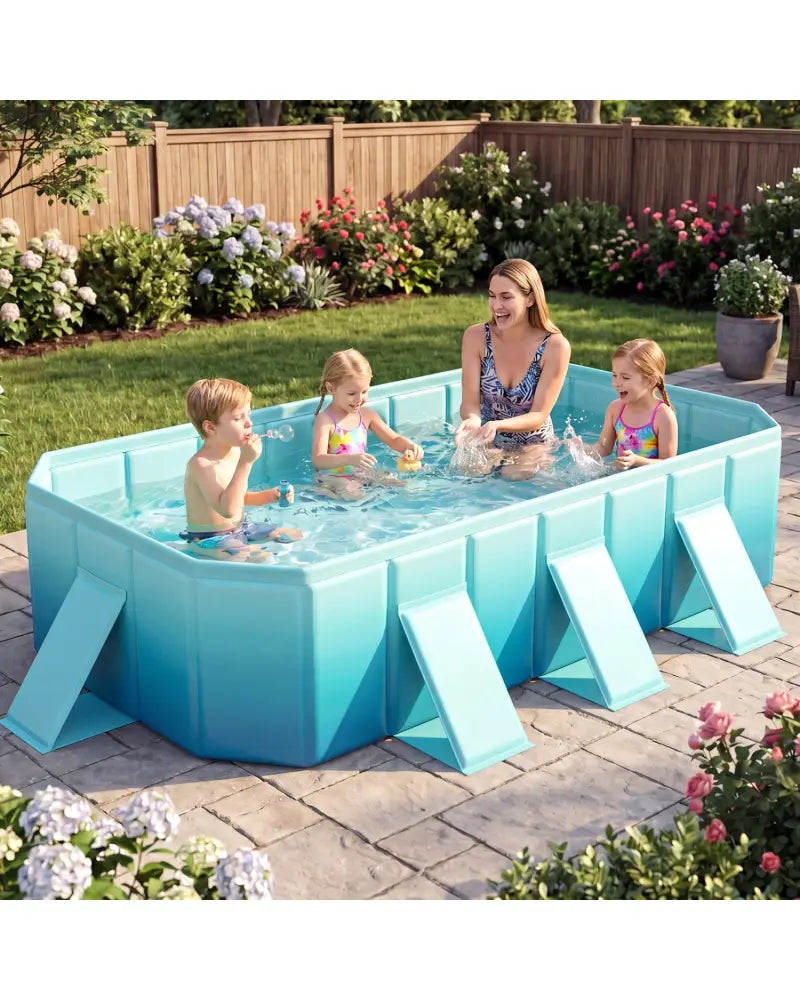 Non-Inflatable Swimming Pool Portable Around Ground Pool with 24 Wall Panels-Gradient - Green Gradient - Swimming Pools