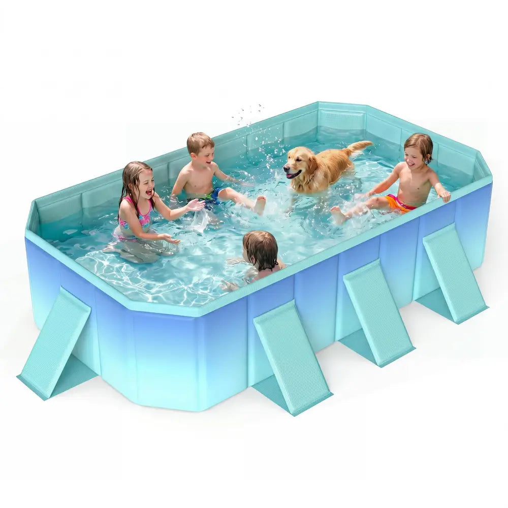 Non-Inflatable Swimming Pool Portable Around Ground Pool with 24 Wall Panels-Gradient - Green Gradient - Swimming Pools
