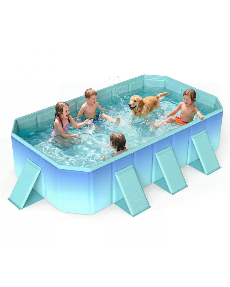Non-Inflatable Swimming Pool Portable Around Ground Pool with 24 Wall Panels-Gradient - Green Gradient - Swimming Pools