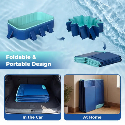 Non-Inflatable Swimming Pool Portable Around Ground Pool with 24 Wall Panels-Navy - Navy - Swimming Pools