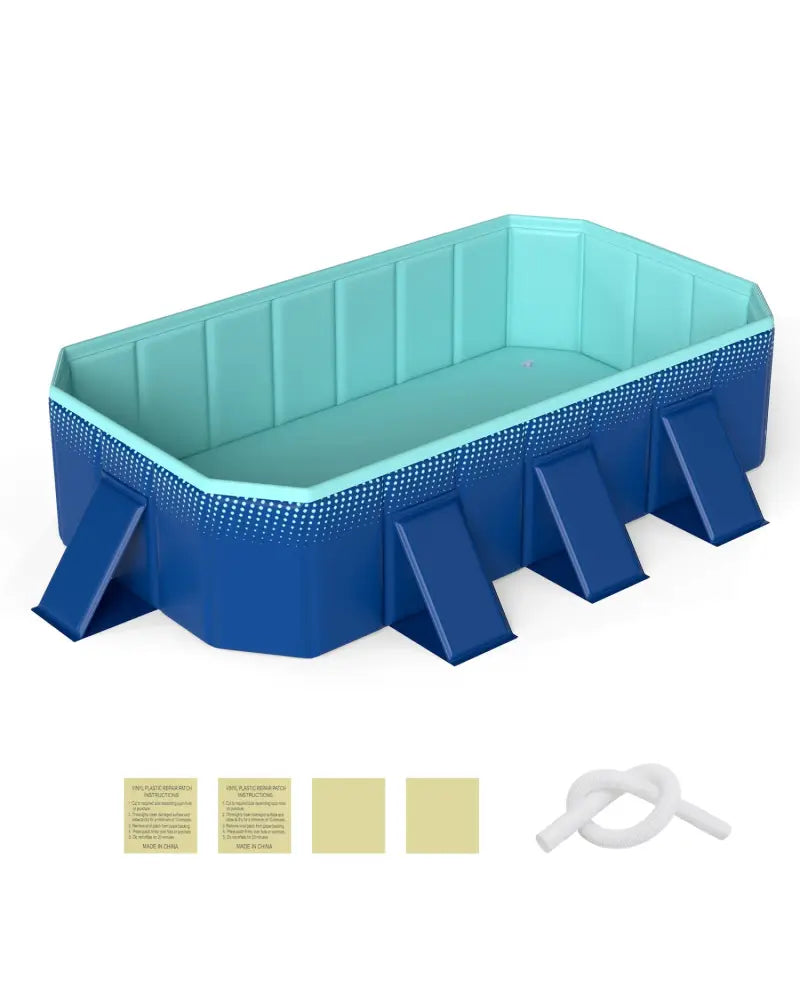 Non-Inflatable Swimming Pool Portable Around Ground Pool with 24 Wall Panels-Navy - Navy - Swimming Pools