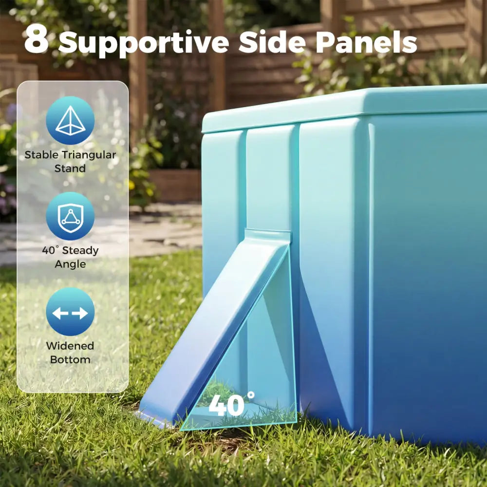 Non-Inflatable Swimming Pool Portable Around Ground Pool with 8 Support Panels-Gradient - Green Gradient - Swimming