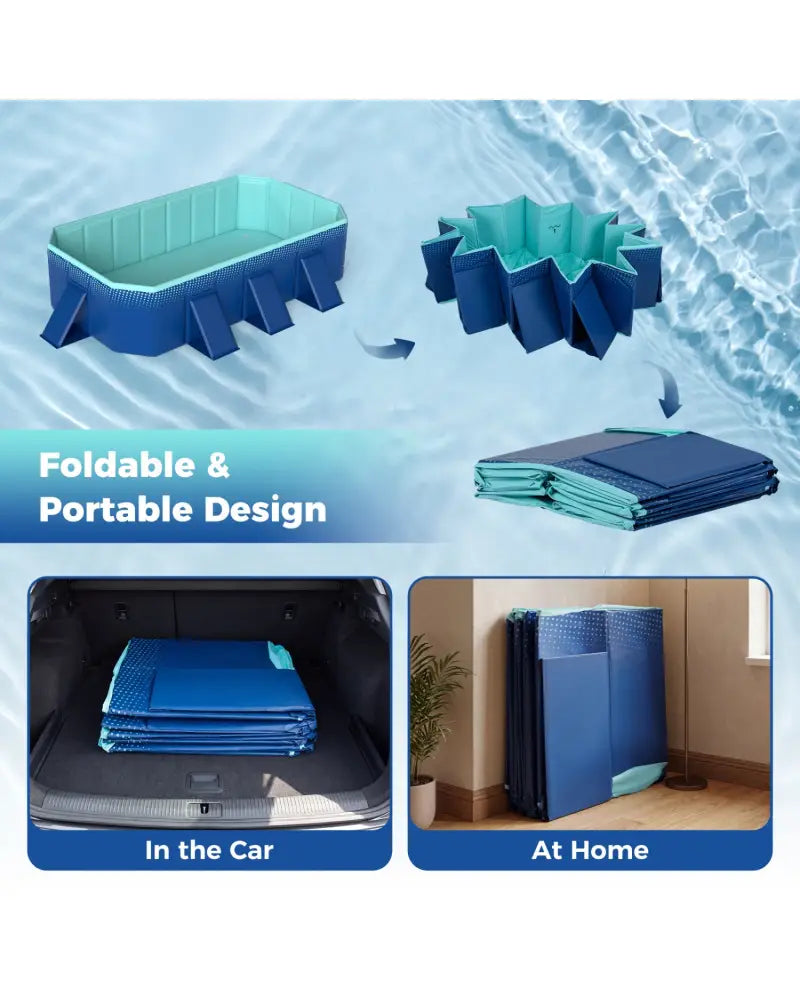 Non-Inflatable Swimming Pool Portable Around Ground Pool with 8 Support Panels-Navy - Navy - Swimming Pools