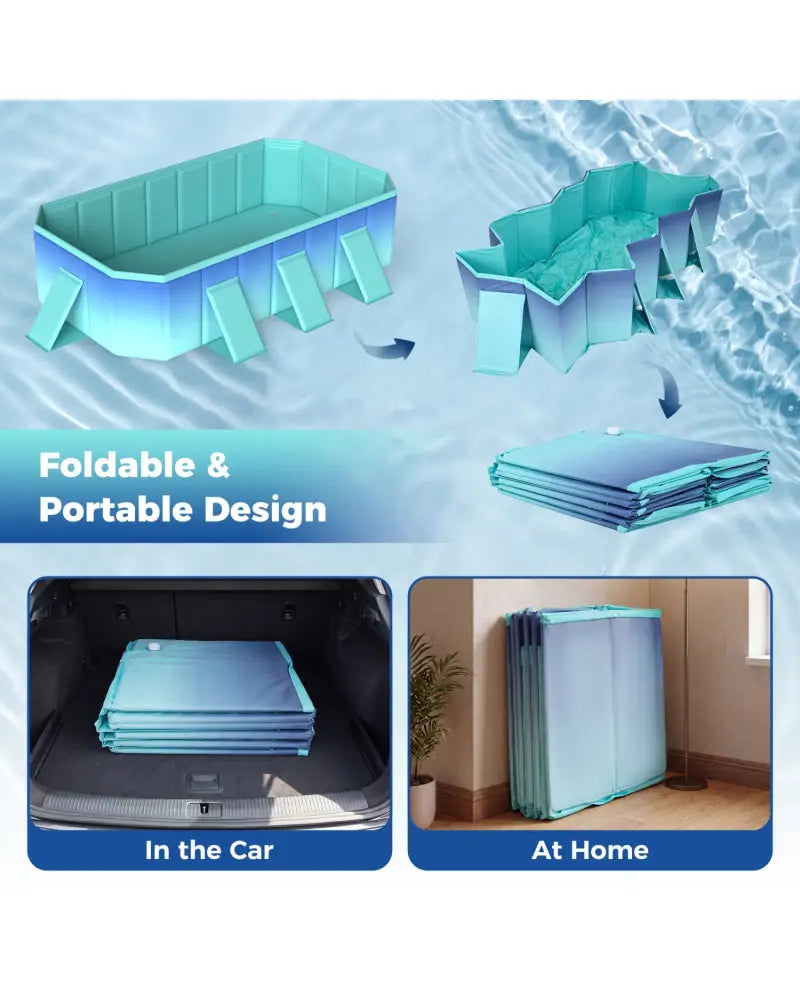 Non-Inflatable Swimming Pool Portable Around Ground Pool with 8 Support Panels-Gradient - Green Gradient - Swimming