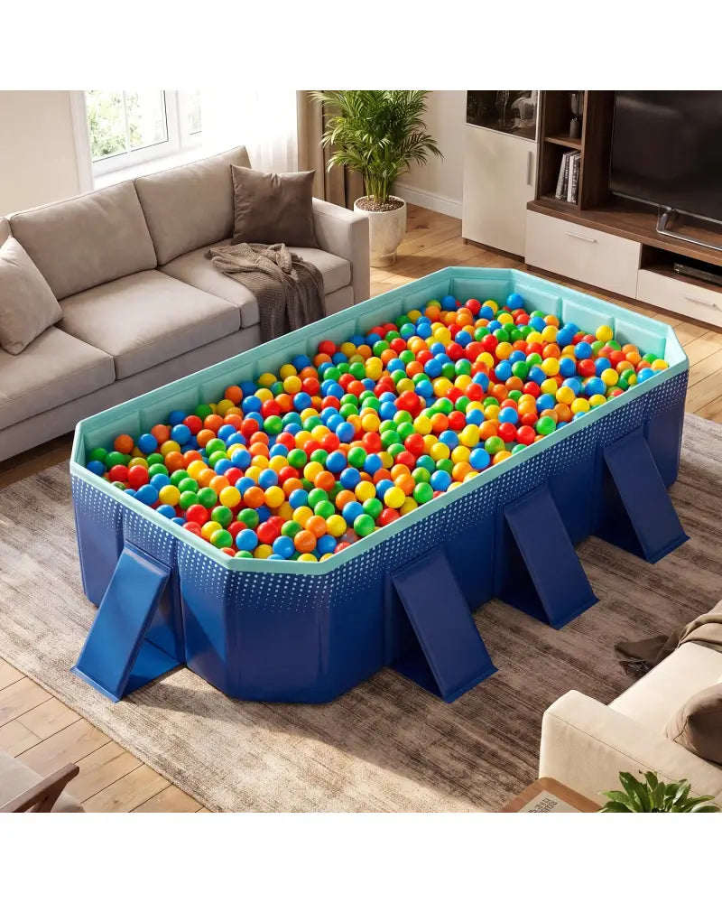 Non-Inflatable Swimming Pool Portable Around Ground Pool with 8 Support Panels-Navy - Navy - Swimming Pools