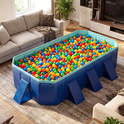 Non-Inflatable Swimming Pool Portable Around Ground Pool with 8 Support Panels-Navy - Navy - Swimming Pools