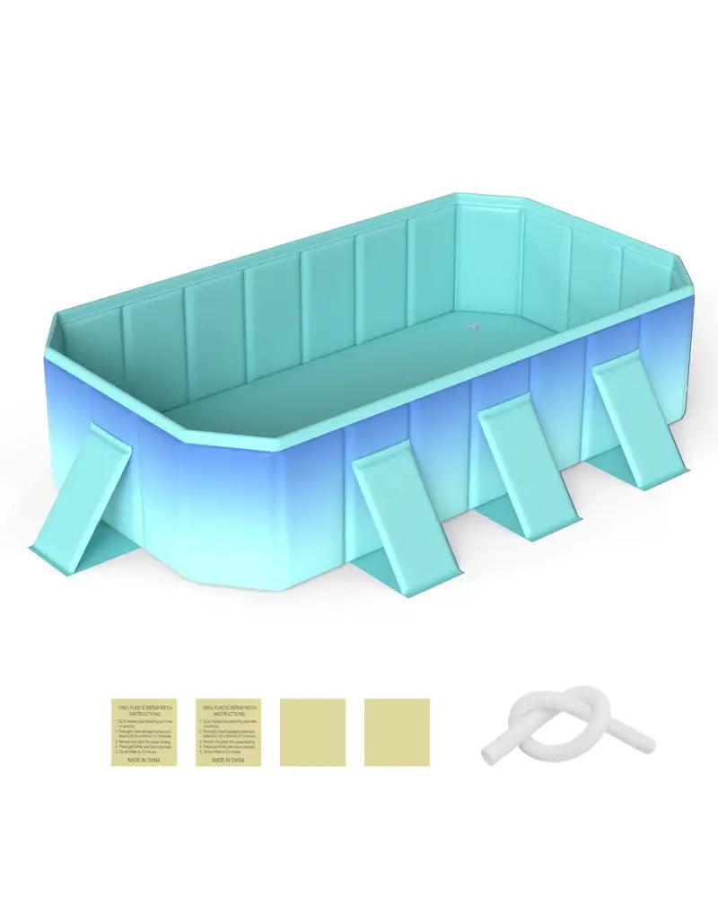 Non-Inflatable Swimming Pool Portable Around Ground Pool with 8 Support Panels-Gradient - Green Gradient - Swimming
