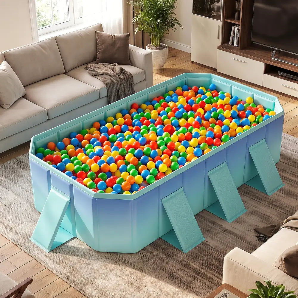 Non-Inflatable Swimming Pool Portable Around Ground Pool with 8 Support Panels-Gradient - Green Gradient - Swimming