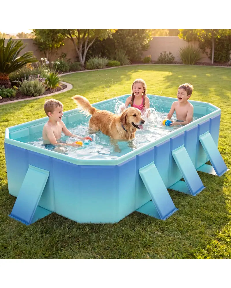 Non-Inflatable Swimming Pool Portable Around Ground Pool with 8 Support Panels-Gradient - Green Gradient - Swimming
