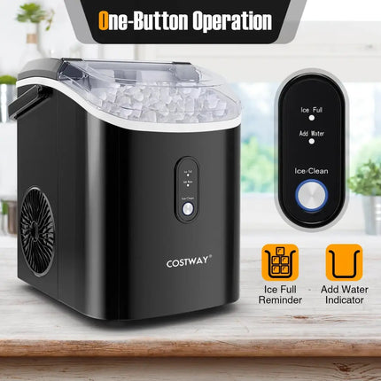 Nugget Countertop Ice Maker with Soft Chewable Pellet Ice-Black Costway