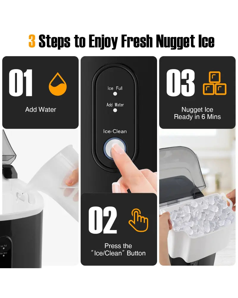 Nugget Countertop Ice Maker with Soft Chewable Pellet Ice-Black - Black - Ice Makers