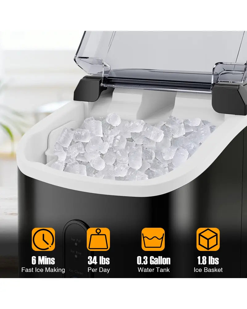 Nugget Countertop Ice Maker with Soft Chewable Pellet Ice-Black - Black - Ice Makers
