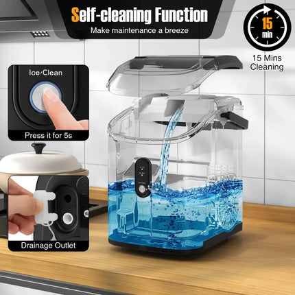 Nugget Countertop Ice Maker with Soft Chewable Pellet Ice-Black Costway