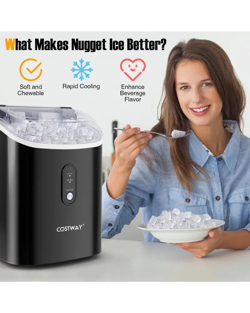 Nugget Countertop Ice Maker with Soft Chewable Pellet Ice-Black - Black - Ice Makers