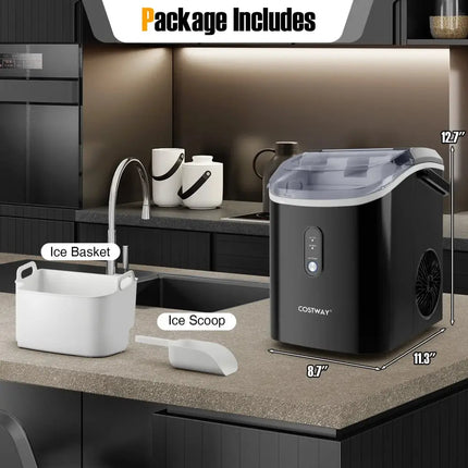 Nugget Countertop Ice Maker with Soft Chewable Pellet Ice-Black Costway