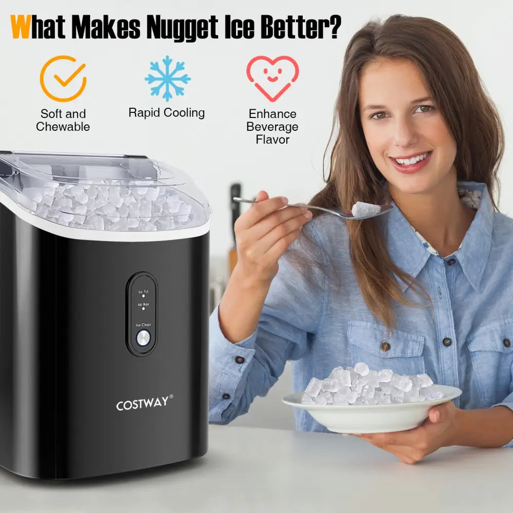 Nugget Countertop Ice Maker with Soft Chewable Pellet Ice-Black - Black - Ice Makers