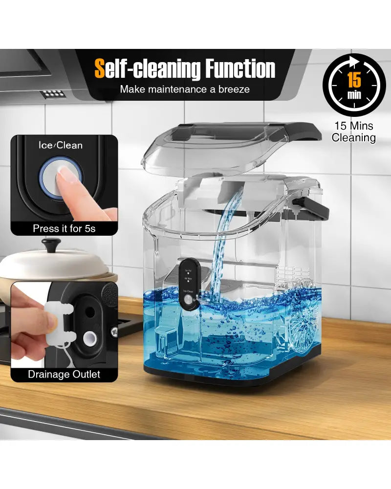 Nugget Countertop Ice Maker with Soft Chewable Pellet Ice-Black - Black - Ice Makers