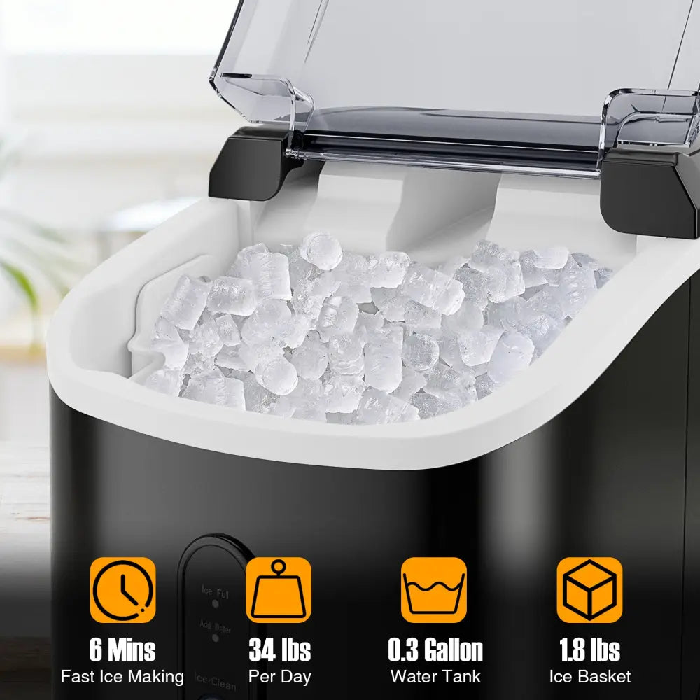Nugget Countertop Ice Maker with Soft Chewable Pellet Ice-Black - Black - Ice Makers