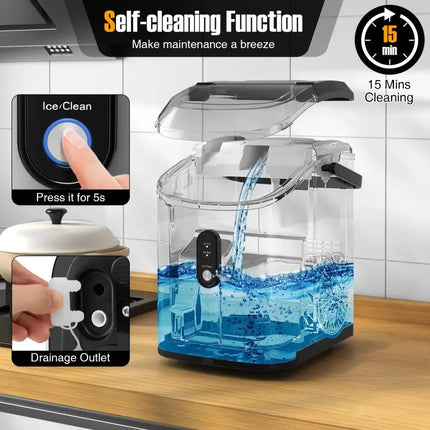 Nugget Countertop Ice Maker with Soft Chewable Pellet Ice-Silver Costway
