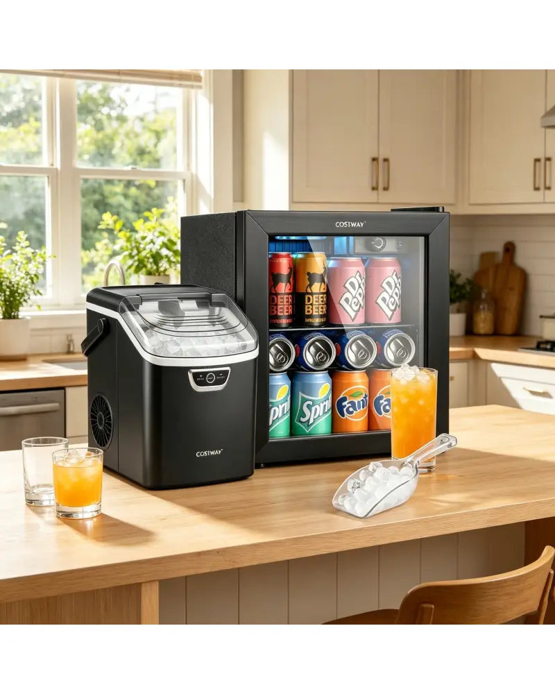 Nugget Ice Maker and Beverage Cooler Combo with Chewable Ice and Compact Drink Storage - Kitchen Appliances