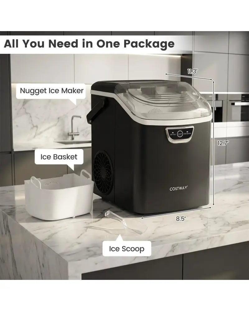 Nugget Ice Maker and Beverage Cooler Combo with Chewable Ice and Compact Drink Storage - Kitchen Appliances