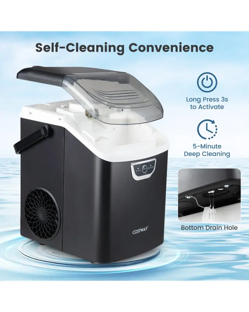 Nugget Ice Maker Countertop with Audible Ice Full Alarm-Black - Black - Ice Makers