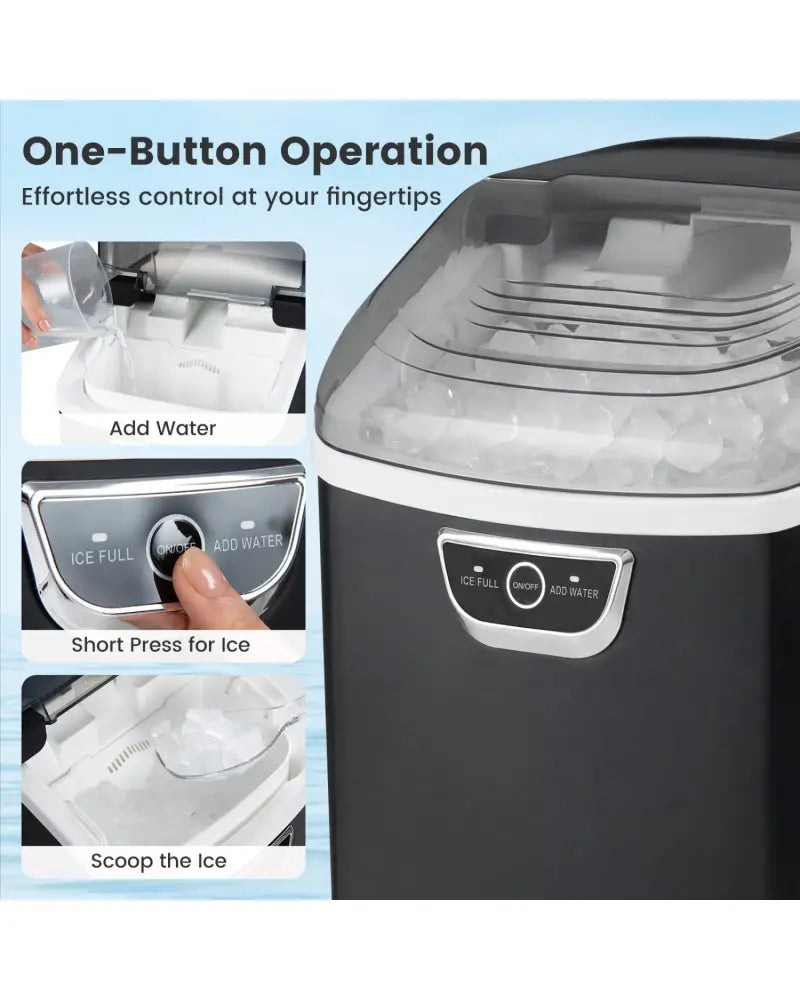 Nugget Ice Maker Countertop with Audible Ice Full Alarm-Black - Black - Ice Makers