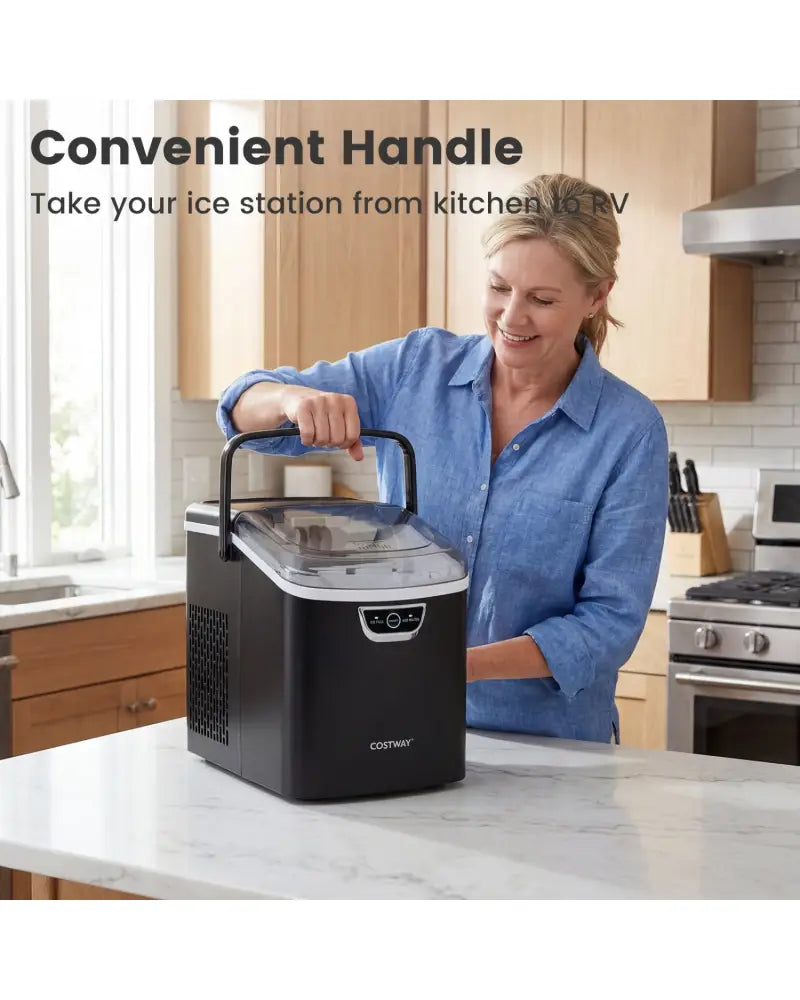 Nugget Ice Maker Countertop with Audible Ice Full Alarm-Black - Black - Ice Makers