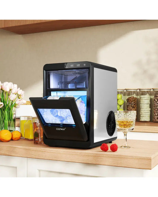 Nugget Ice Maker Countertop with Soft Chewable Pellet-Black - Black - Ice Makers