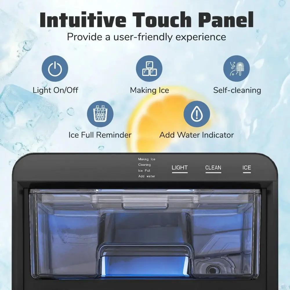 Nugget Ice Maker Countertop with Soft Chewable Pellet-Black Costway