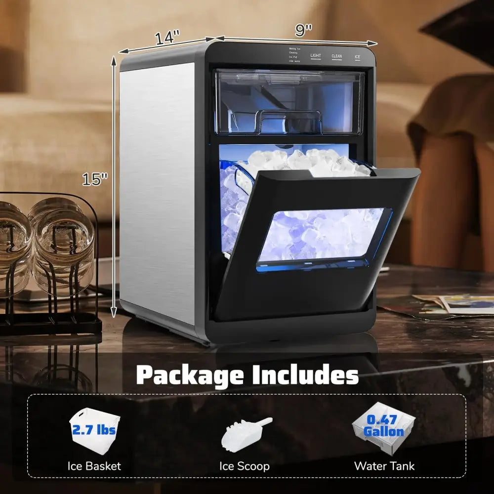 Nugget Ice Maker Countertop with Soft Chewable Pellet-Black Costway