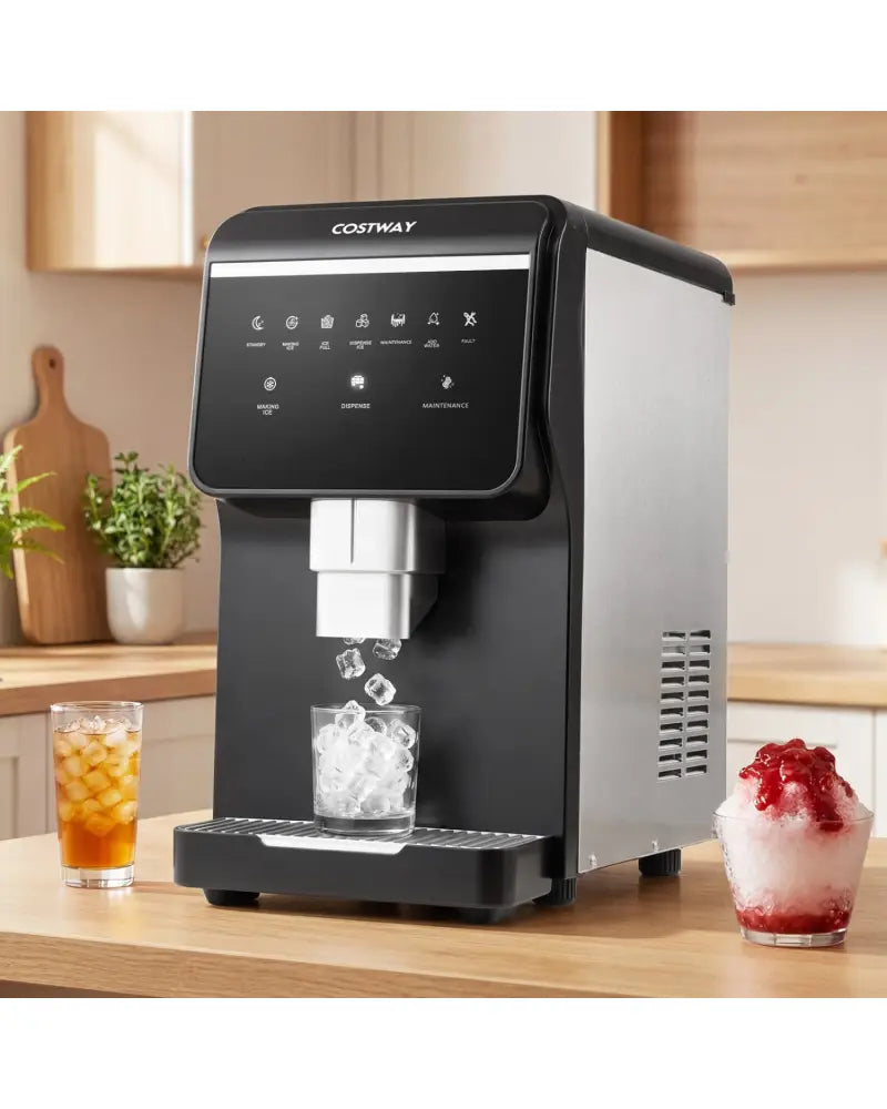 Nugget Ice Maker with Self Dispensing 80 LBS Per Day Chewable Pellet Ice Machine - Black - Ice Makers