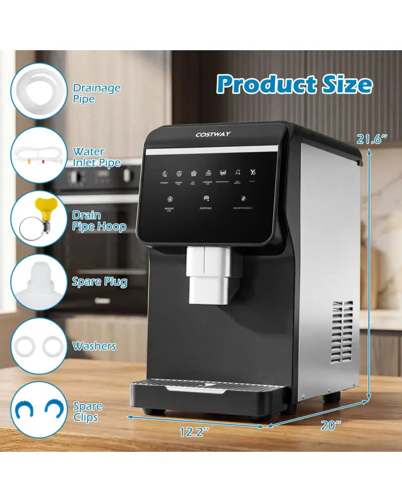 Nugget Ice Maker with Self Dispensing 80 LBS Per Day Chewable Pellet Ice Machine - Black - Ice Makers