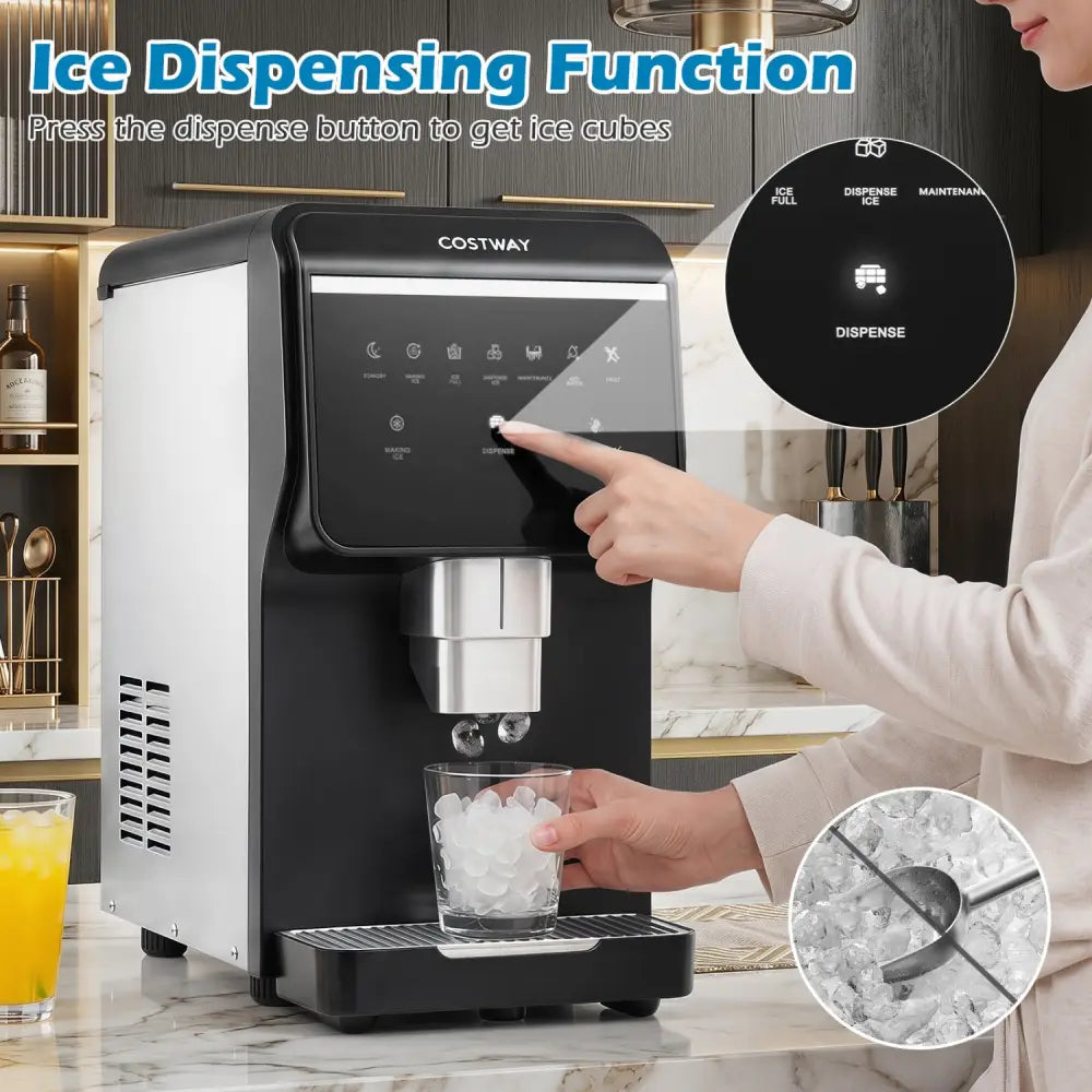 Nugget Ice Maker with Self Dispensing 80 LBS Per Day Chewable Pellet Ice Machine - Black - Ice Makers