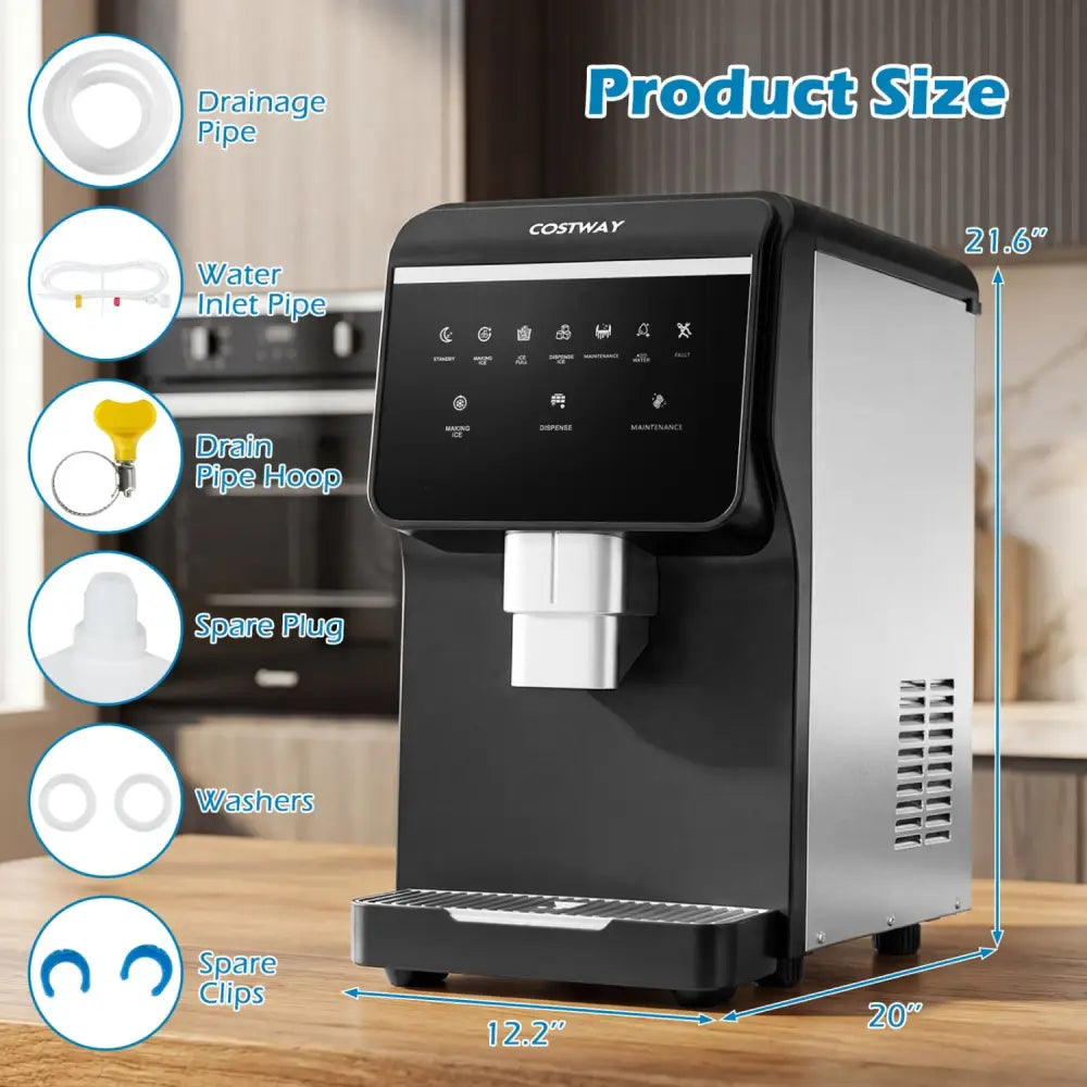 Nugget Ice Maker with Self Dispensing 80 LBS Per Day Chewable Pellet Ice Machine - Black - Ice Makers