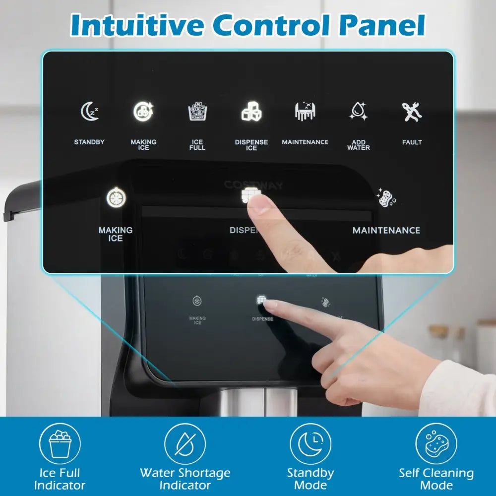 Nugget Ice Maker with Self Dispensing 80 LBS Per Day Chewable Pellet Ice Machine - Black - Ice Makers