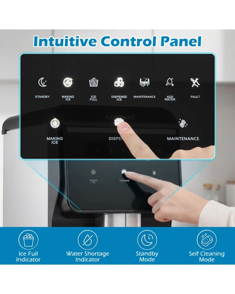 Nugget Ice Maker with Self Dispensing 80 LBS Per Day Chewable Pellet Ice Machine - Black - Ice Makers