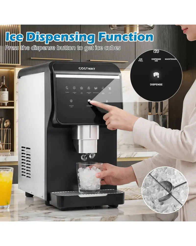Nugget Ice Maker with Self Dispensing 80 LBS Per Day Chewable Pellet Ice Machine - Black - Ice Makers