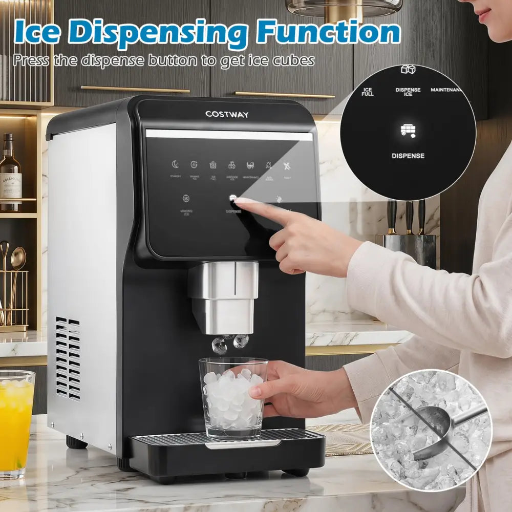 Nugget Ice Maker with Self Dispensing 80 LBS Per Day Chewable Pellet Ice Machine - Black - Ice Makers