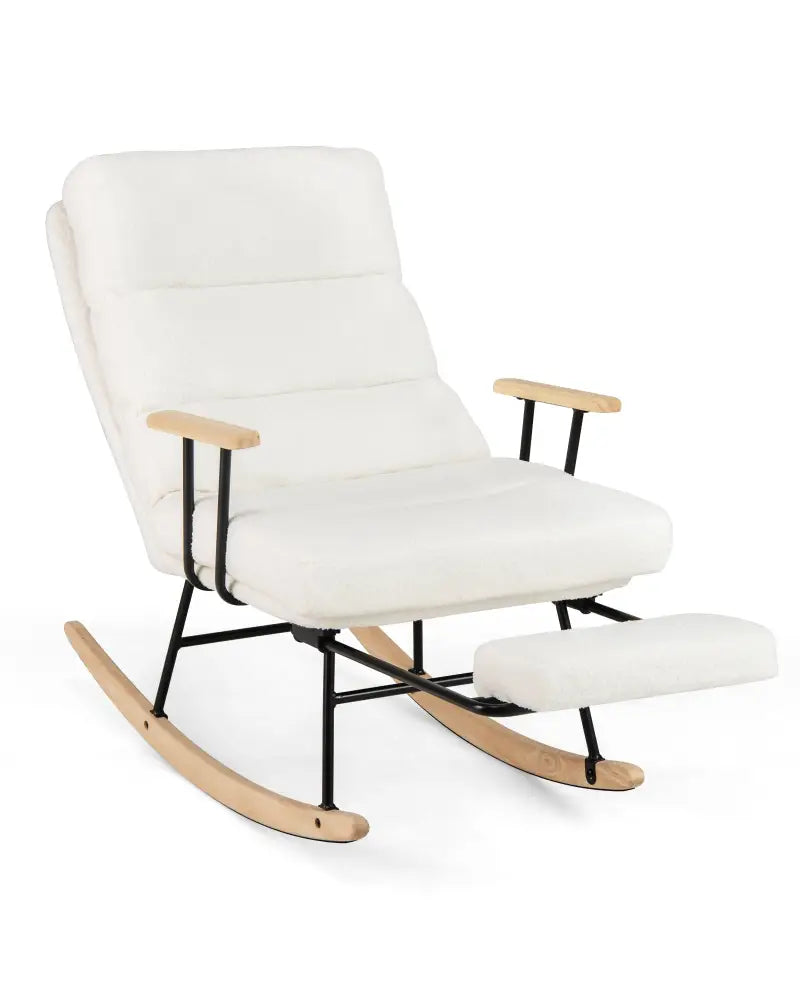 Nursery Rocking Chair Teddy Velvet Upholstered Rocking Chair-White - White - Recliners