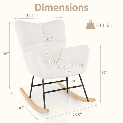 Nursery Rocking Chair with Comfy Backrest and Armrest-Beige - Beige - Accent Chairs