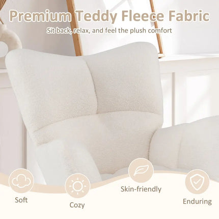Nursery Rocking Chair with Comfy Backrest and Armrest-Beige - Beige - Accent Chairs