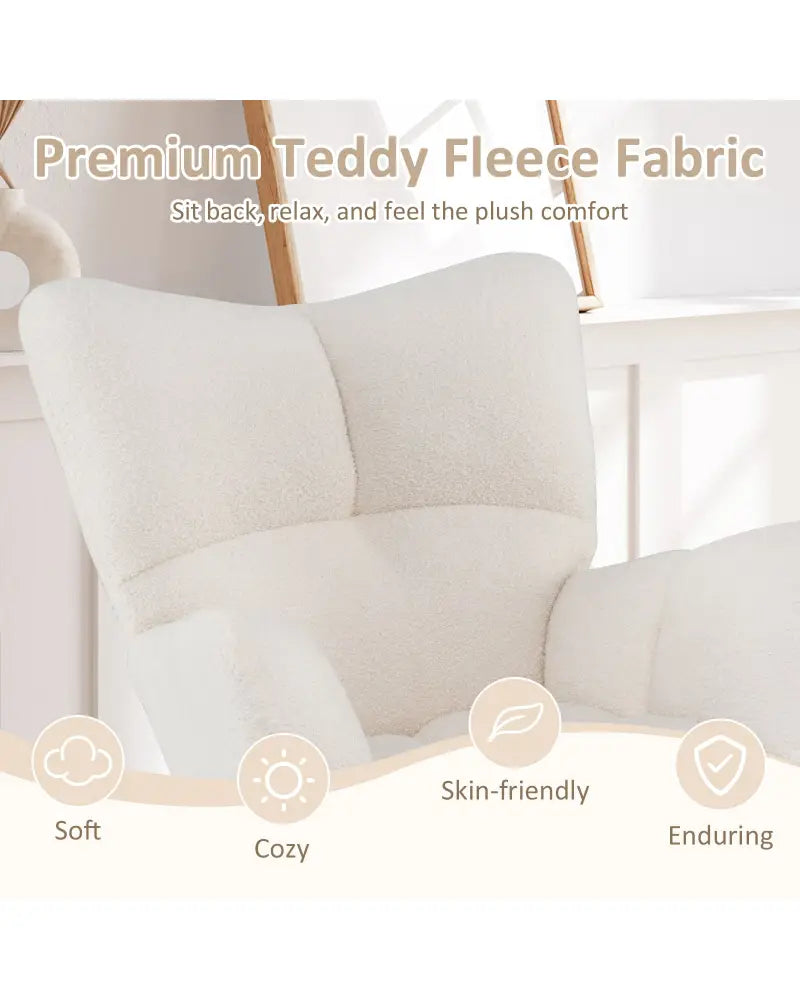 Nursery Rocking Chair with Comfy Backrest and Armrest-Beige - Beige - Accent Chairs