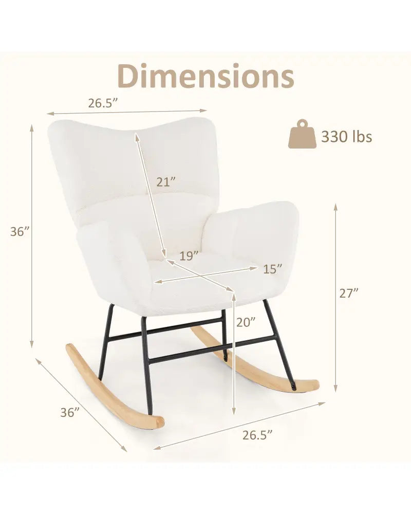 Nursery Rocking Chair with Comfy Backrest and Armrest-Beige - Beige - Accent Chairs