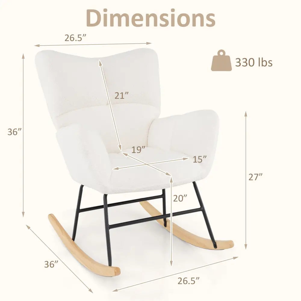 Nursery Rocking Chair with Comfy Backrest and Armrest-Beige - Beige - Accent Chairs