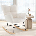 Nursery Rocking Chair with Comfy Backrest and Armrest-Beige - Beige - Accent Chairs