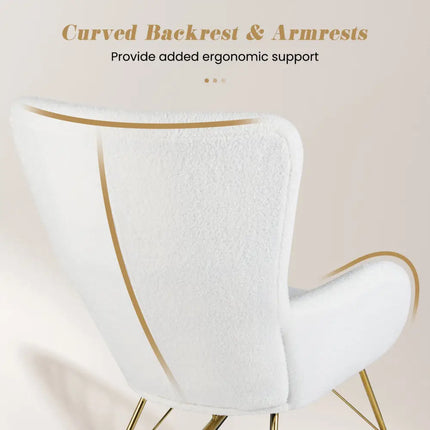 Nursery Rocking Chair with Curved Backrest and Armrests-White - White - Accent Chairs