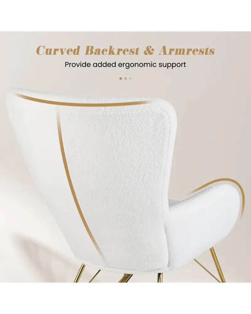 Nursery Rocking Chair with Curved Backrest and Armrests-White - White - Accent Chairs