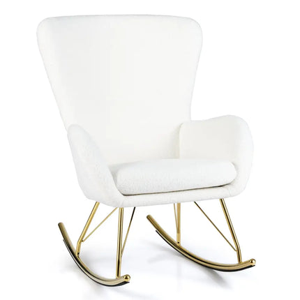 Nursery Rocking Chair with Curved Backrest and Armrests-White - White - Accent Chairs