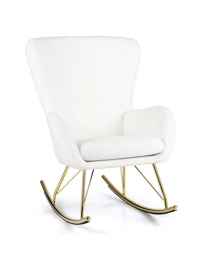 Nursery Rocking Chair with Curved Backrest and Armrests-White - White - Accent Chairs